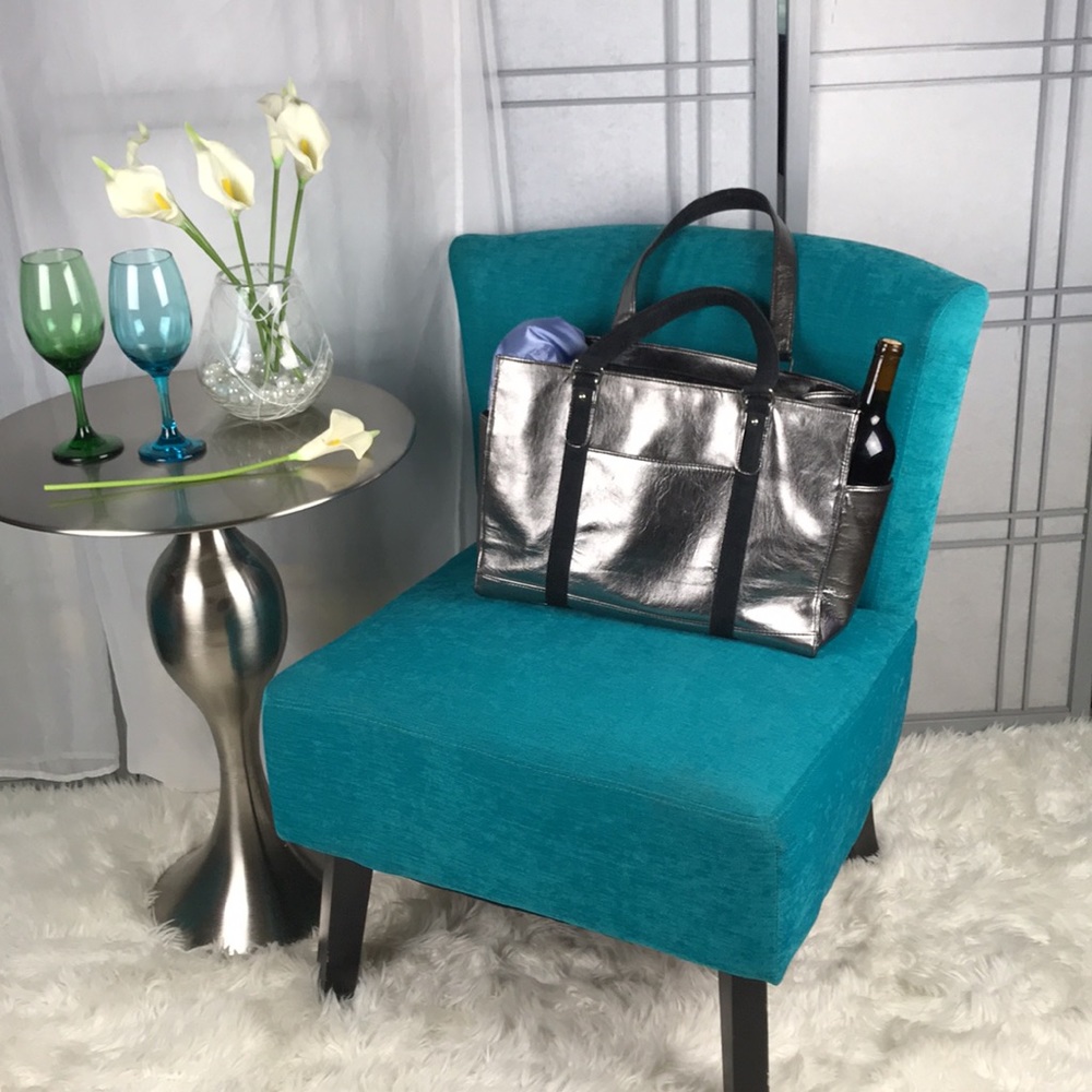 Victoria's Secret | Silver Metallized Faux Leather Tote w/ exterior pockets | OS